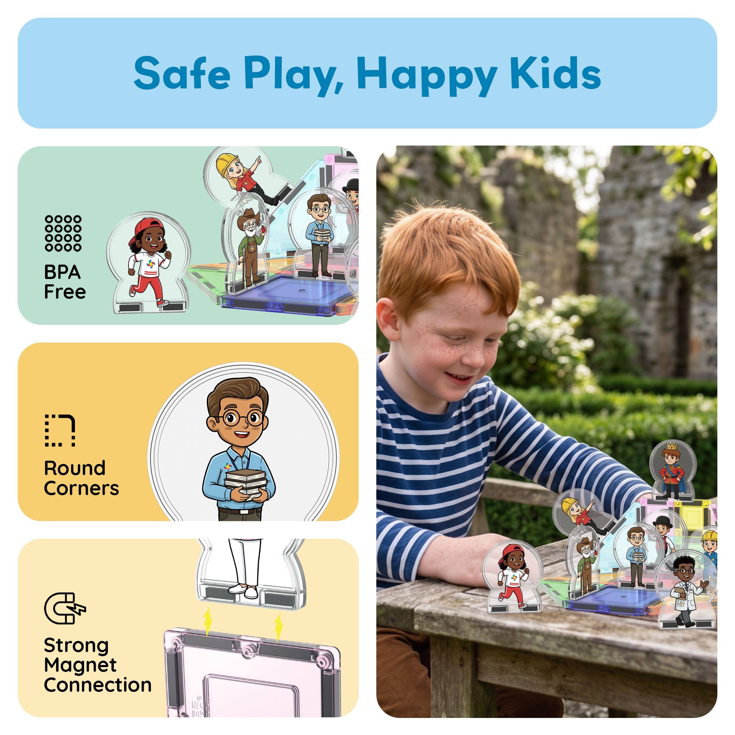 Safe Play, Happy Kids

BPA Free

Round Corners

Strong Magnet Connection