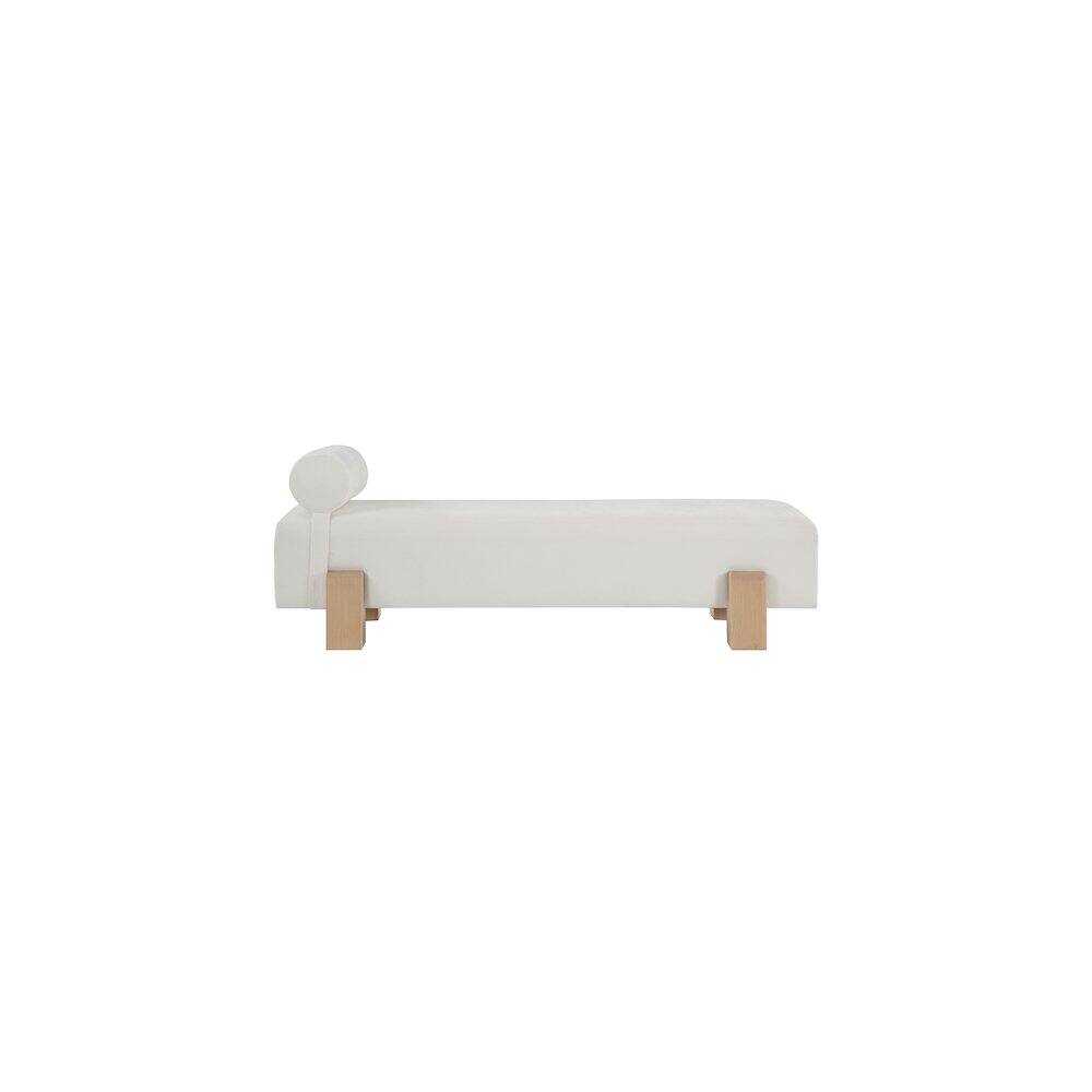 Alt View 3. Meridian Furniture - Edison Cream Chenille Fabric Bench - Beige.
