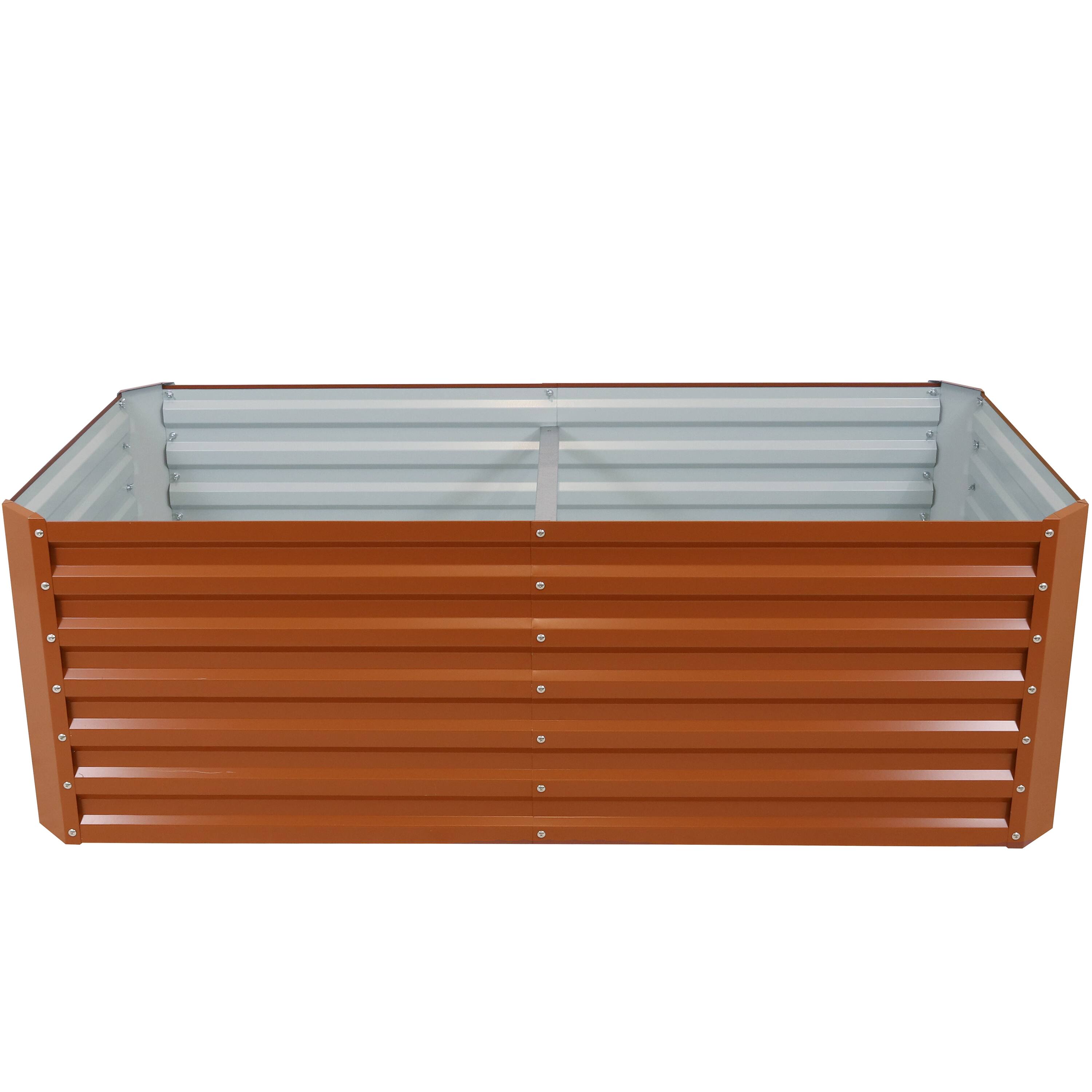 Alt View 8. Sunnydaze - Galvalume Steel Rectangle Raised Garden Bed - 71 in - Brown.