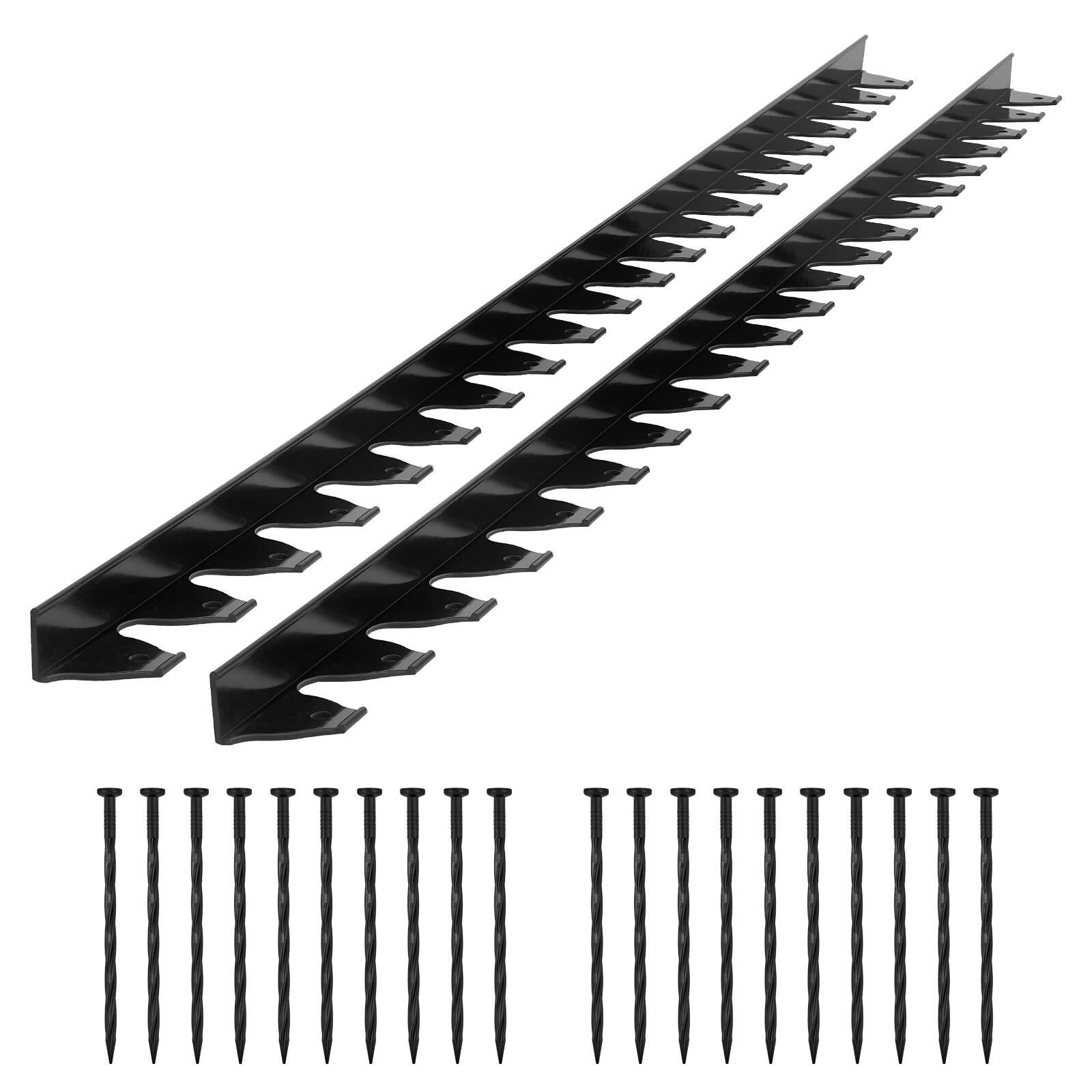 Front. VEVOR - Landscape Edging Border, 10Pcs 6 ft x 1.6 in Plastic Garden Edging with 60 Spikes, Sun-Resistant Flowerbed Borders - Black.