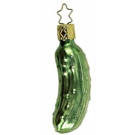 Inge Glas - Heirlooms Medium Pickle Gurken Legend German Glass Christmas Ornament FREE BOX - Green