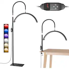 MOSZAR LLC - 6-in-1 Half Moon LED Desk/Floor Lamp, 3000LM, Black, Eyelash & Beauty Light