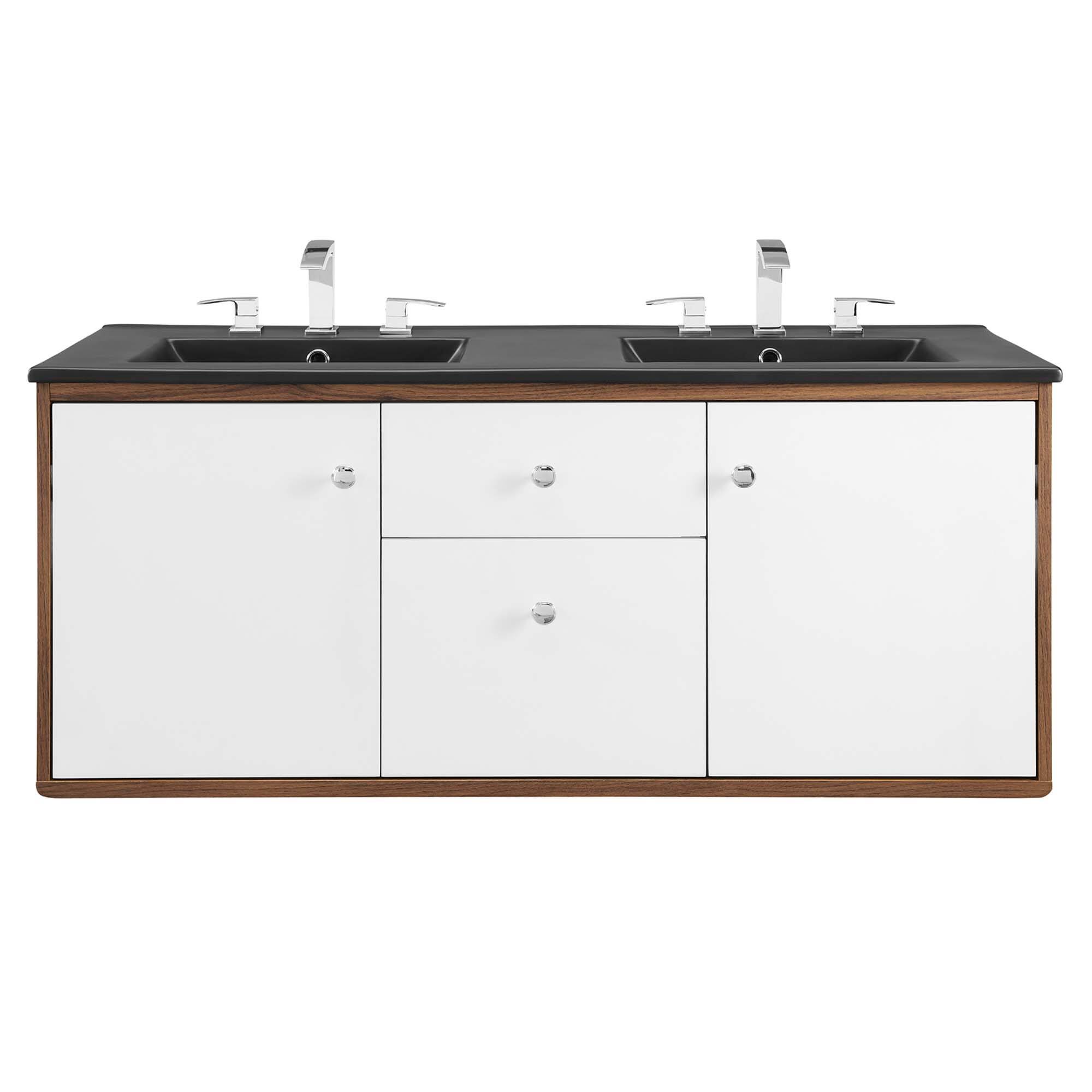Alt View 3. Modway - Transmit Wall-Mount Bathroom Vanity Basin Included - Walnut Black.