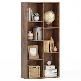 Gymax - 7-Cube Bookcase Vertical or Horizontal Freestanding Bookshelf w/7 Compartments - Brown