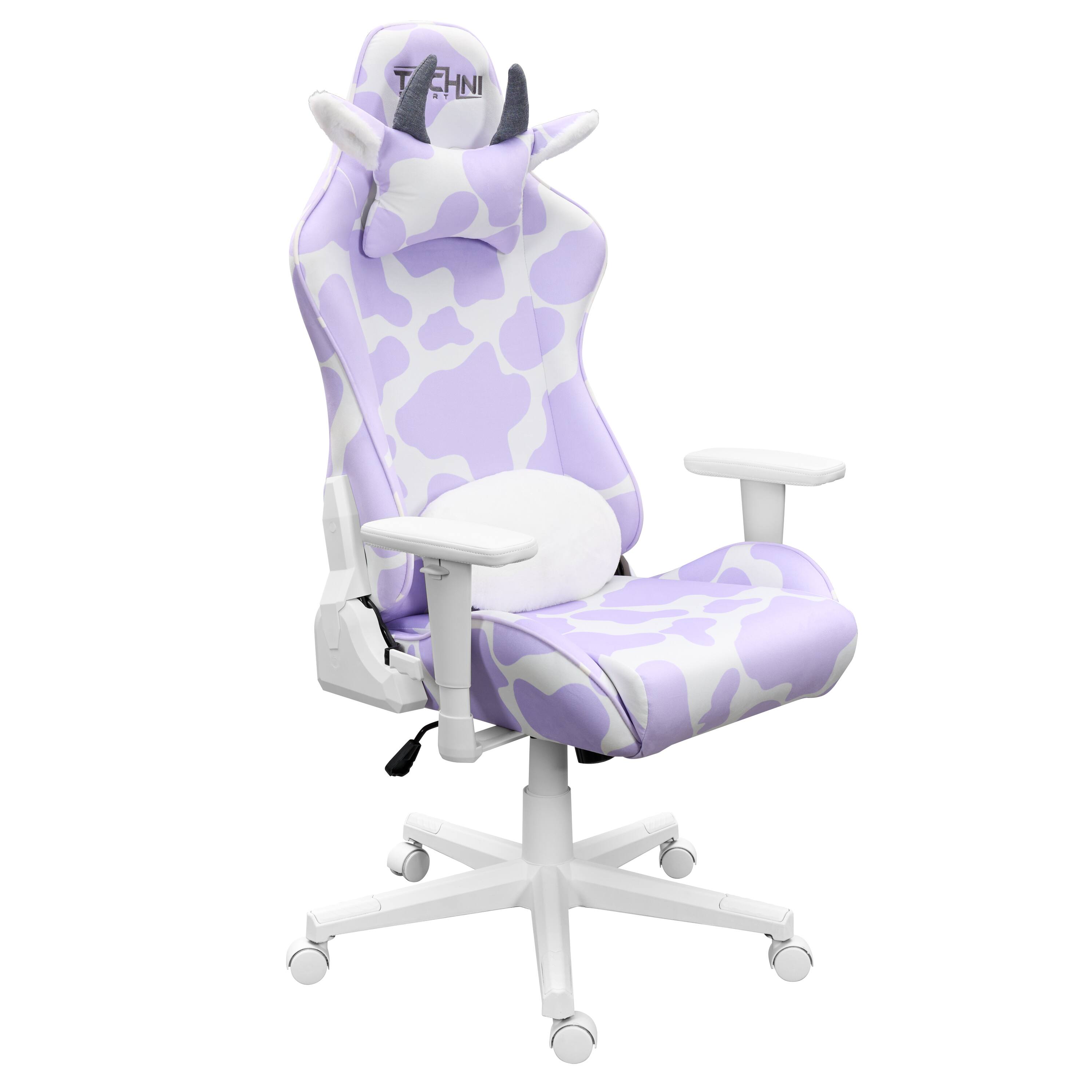 Left. Techni Sport - Techni Sport Cow Gaming Chair - Lavender.