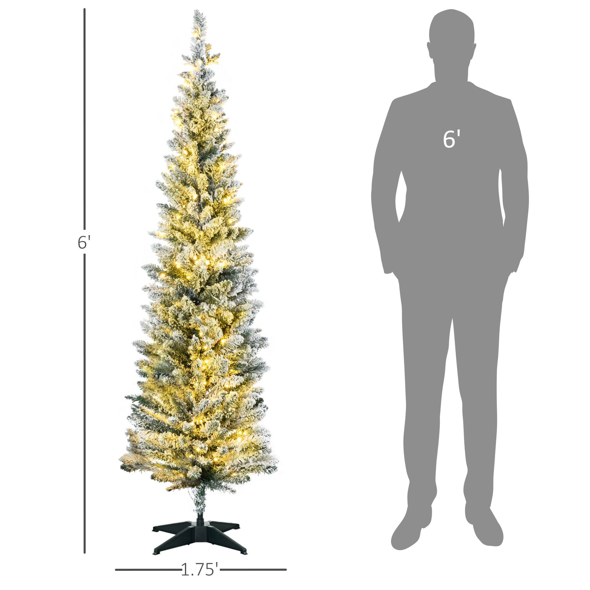 Alt View 2. Homcom - Pre-Lit Slim Noble Fir Artificial Pencil Christmas Tree, 170 Warm White LEDs, 390 Tips - green.
