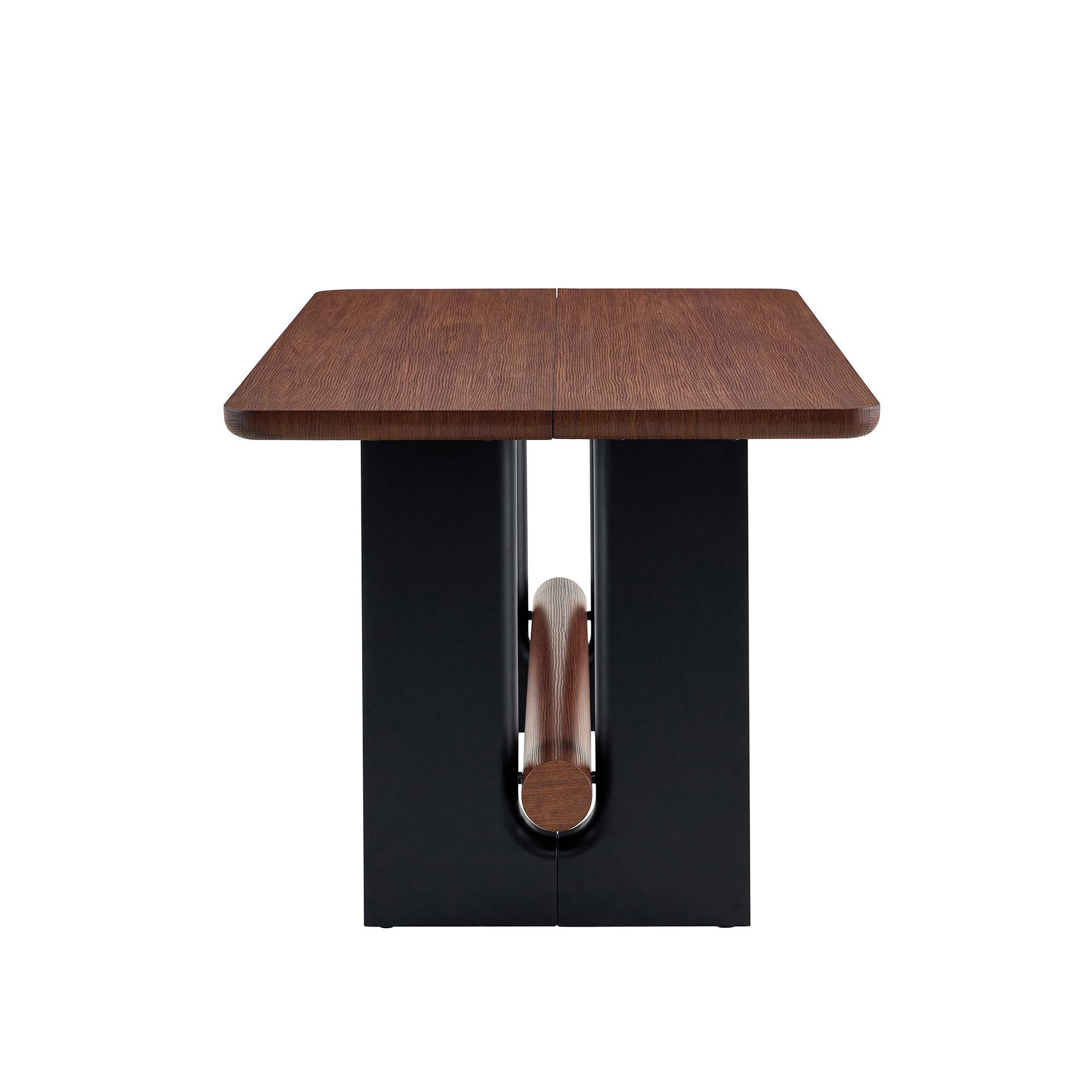 Alt View 7. Loheer - Loheer- 5.25x2.96x2.52 ft Walnut Black Dining Table Modern Two Tone Kitchen Table Sturdy MDF Furniture - Walnut+black.