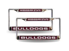 Rico Industries - Mississippi State Bulldogs Chrome Metal Laser Cut License Plate Frame - Set of 2 Frames - Multi