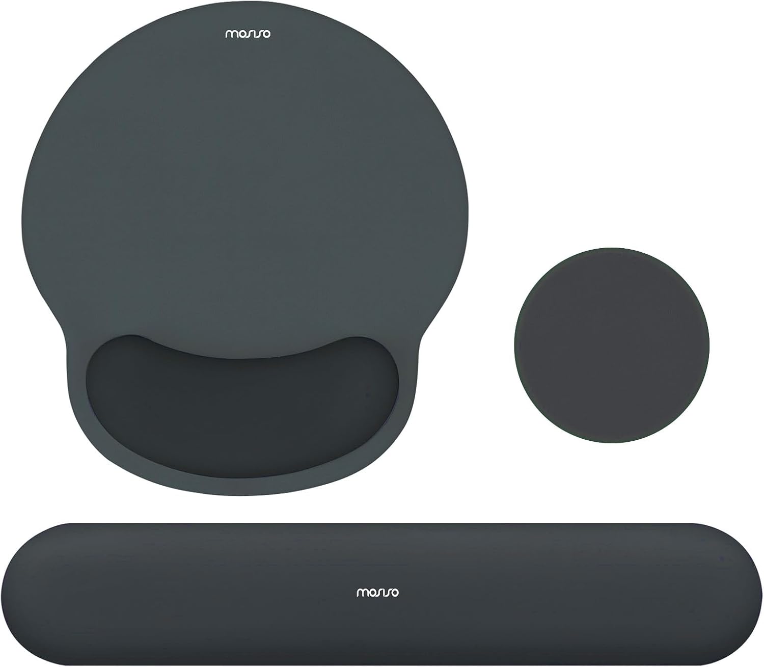 mosiso - Mouse Pad with Wrist Rest Support, 3-in-1 Gel Memory Foam Ergonomic Mouse Pad Set Non-Slip Base for Home/Office/Game - Slate Gray