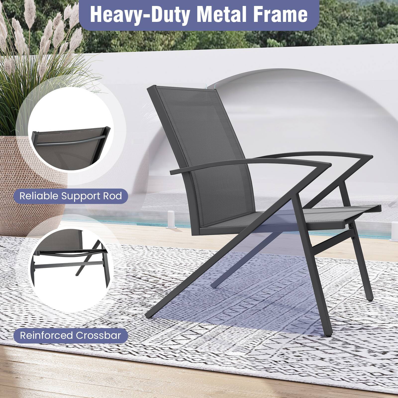 Heavy-Duty Metal Frame

Reliable Support Rod

Reinforced Crossbar