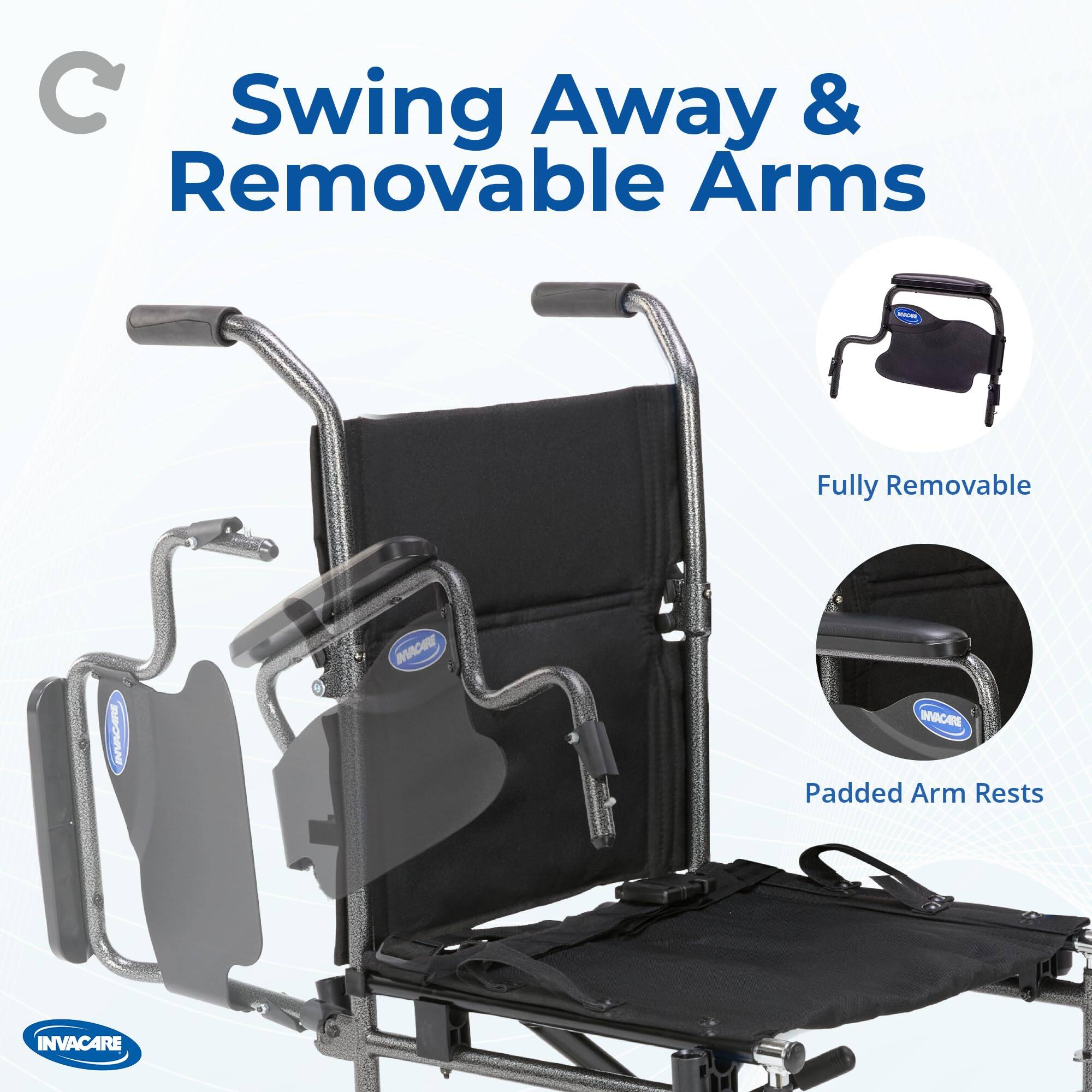 Swing Away & Removable Arms - Fully Removable IVACARE MACE MACANE Padded Arm Rests