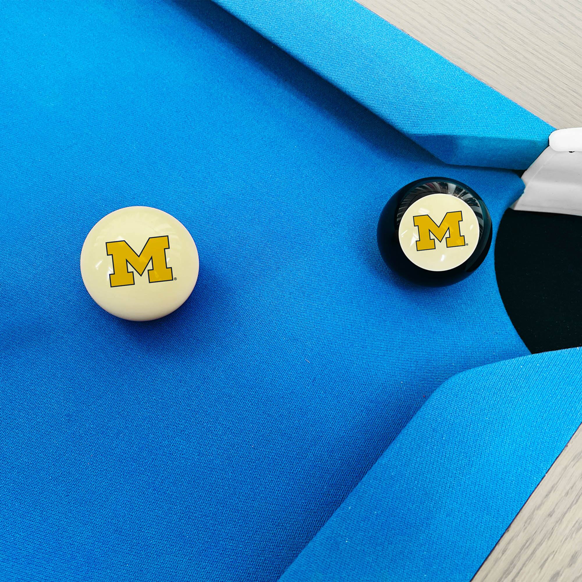 Alt View 2. Imperial - Michigan Wolverines Logo Cue Ball & 8 Ball Combo Set - White.