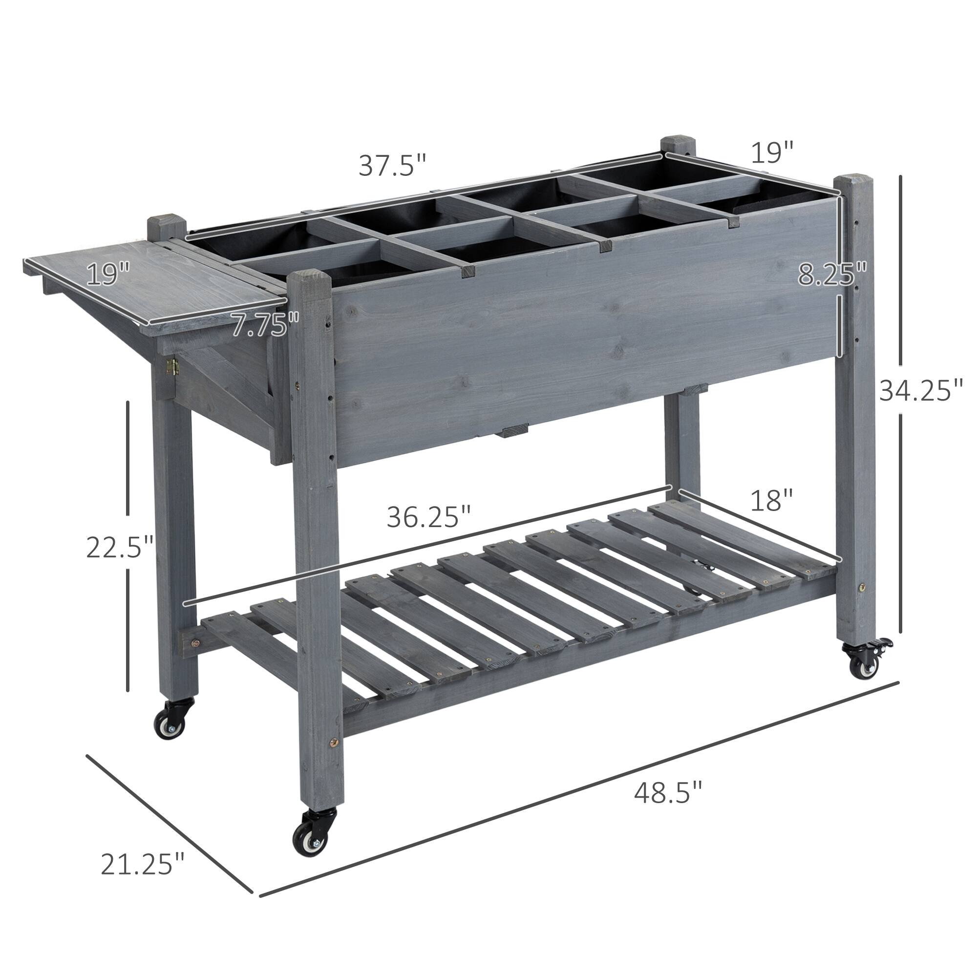 Length: 48.5"
Width: 37.5"
Height: 34.25"
Depth: 19"
Shelf height: 22.5"
Shelf width: 36.25"
Shelf depth: 19"
Shelf thickness: 8.25"
Table thickness: 7.75"
