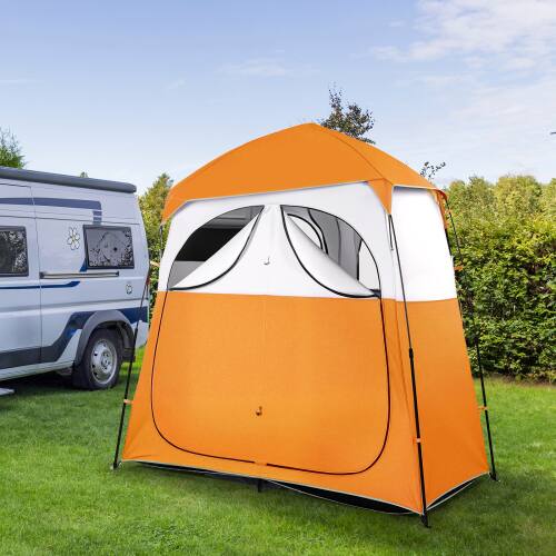Alt View 6. Winado - 7.5FT Camping Dressing 2-Room Shower Tent Pop Up Shelter with Carrying Bag Privacy Changing Room Portable Toilet Outdoor - Orange & White.