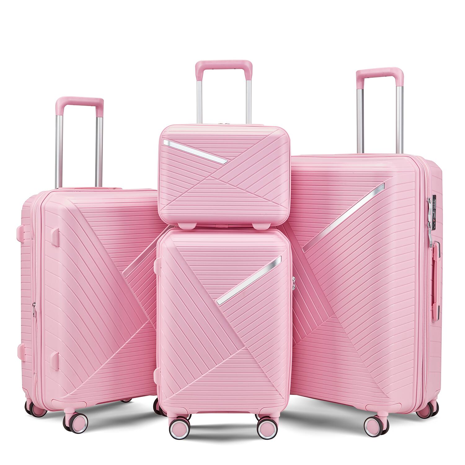 LOVMOR - 4-Piece PP Luggage Set 20/24" TSA Spinner Expandable - Pink