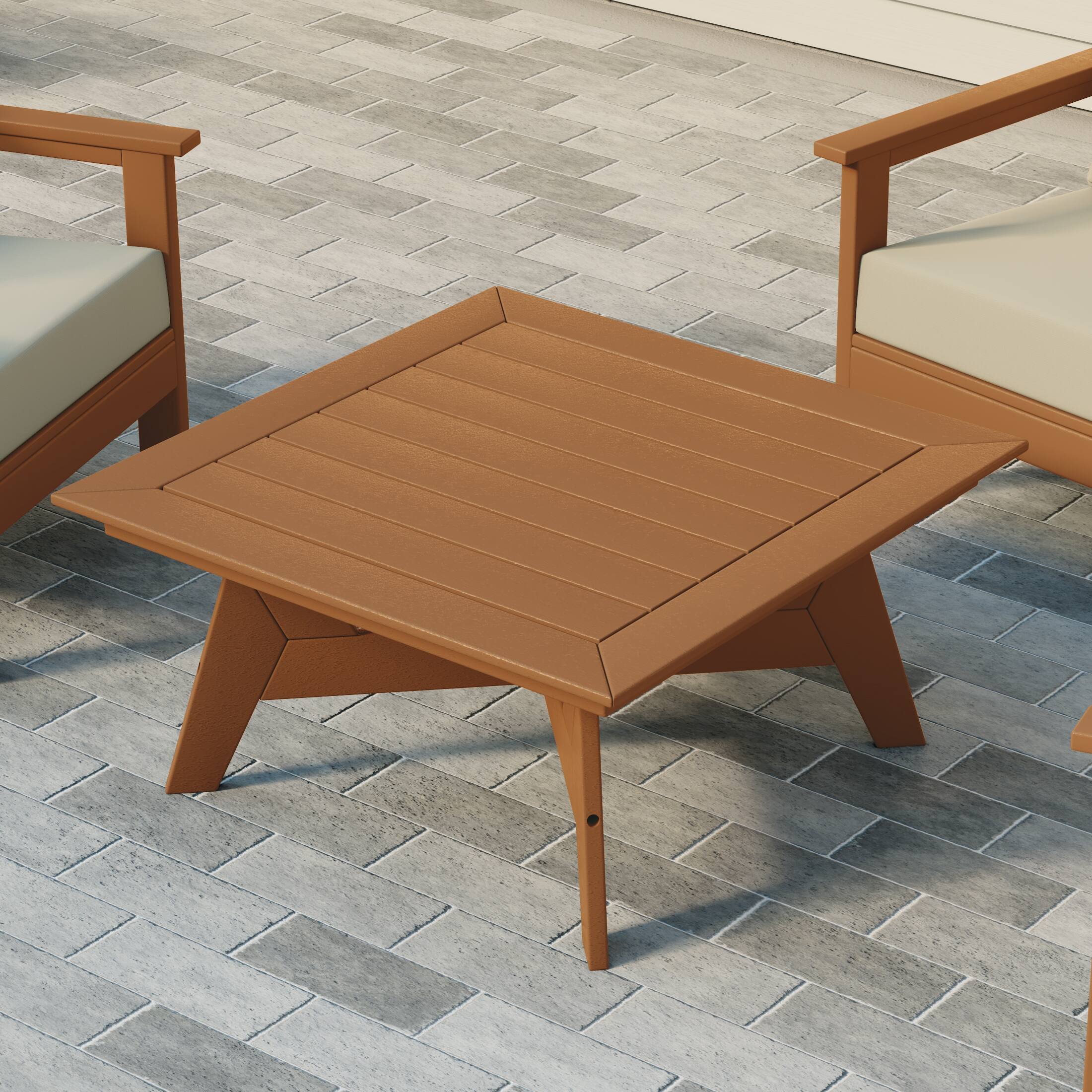 Angle. WestinTrends - WestinTrends Avalon Modern Low Outdoor Patio Square HDPE Coffee Table - Teak.