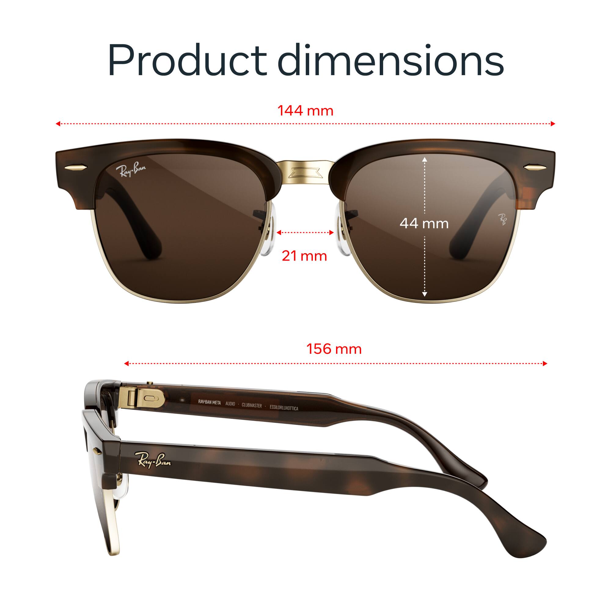 Ray Ban Meta Audio Clubmaster, Audio Only AI Glasses Transitions Brown ...
