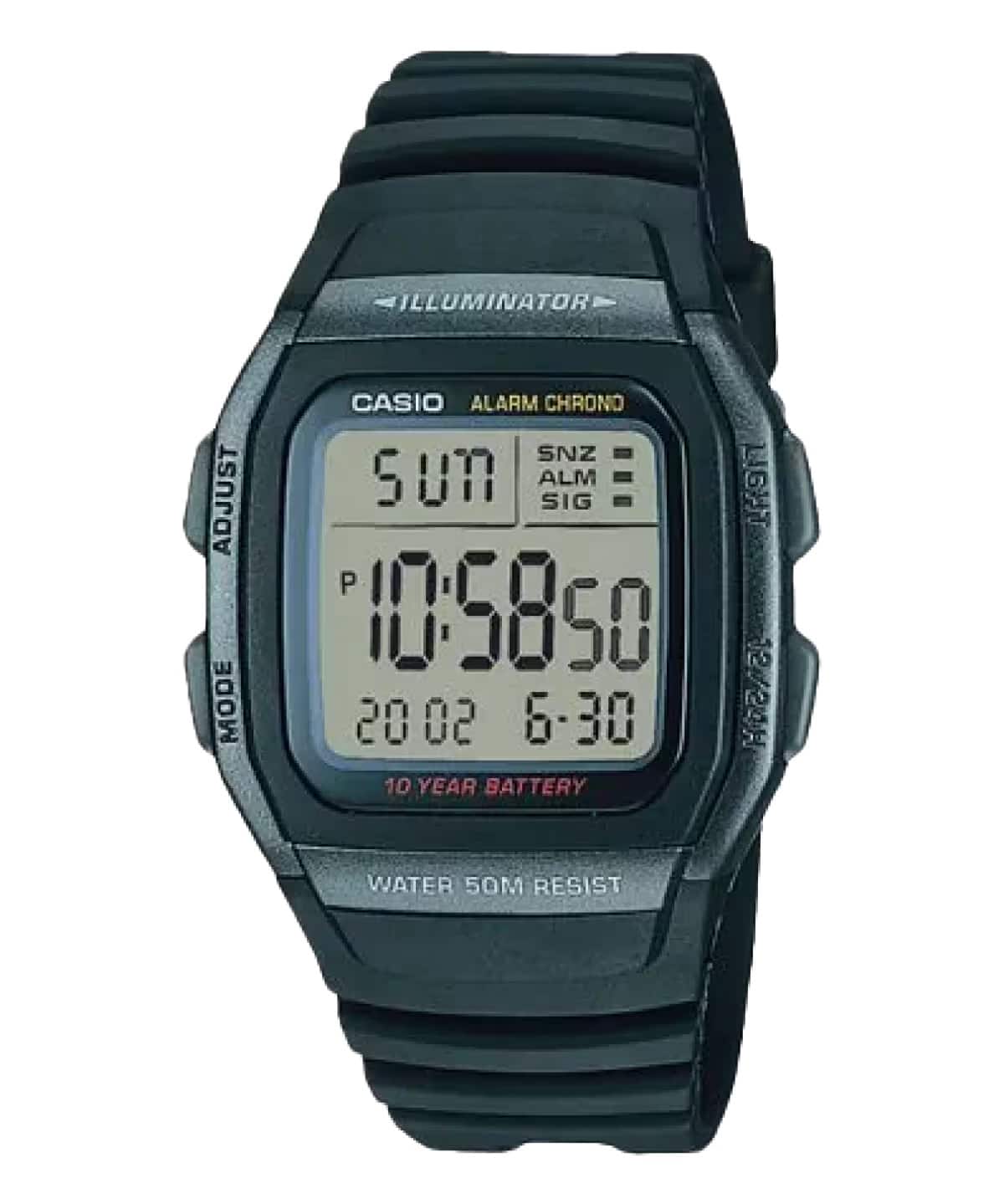 Casio - Men's Classic Digital Watch with Strap - W-96H-1BV - Black