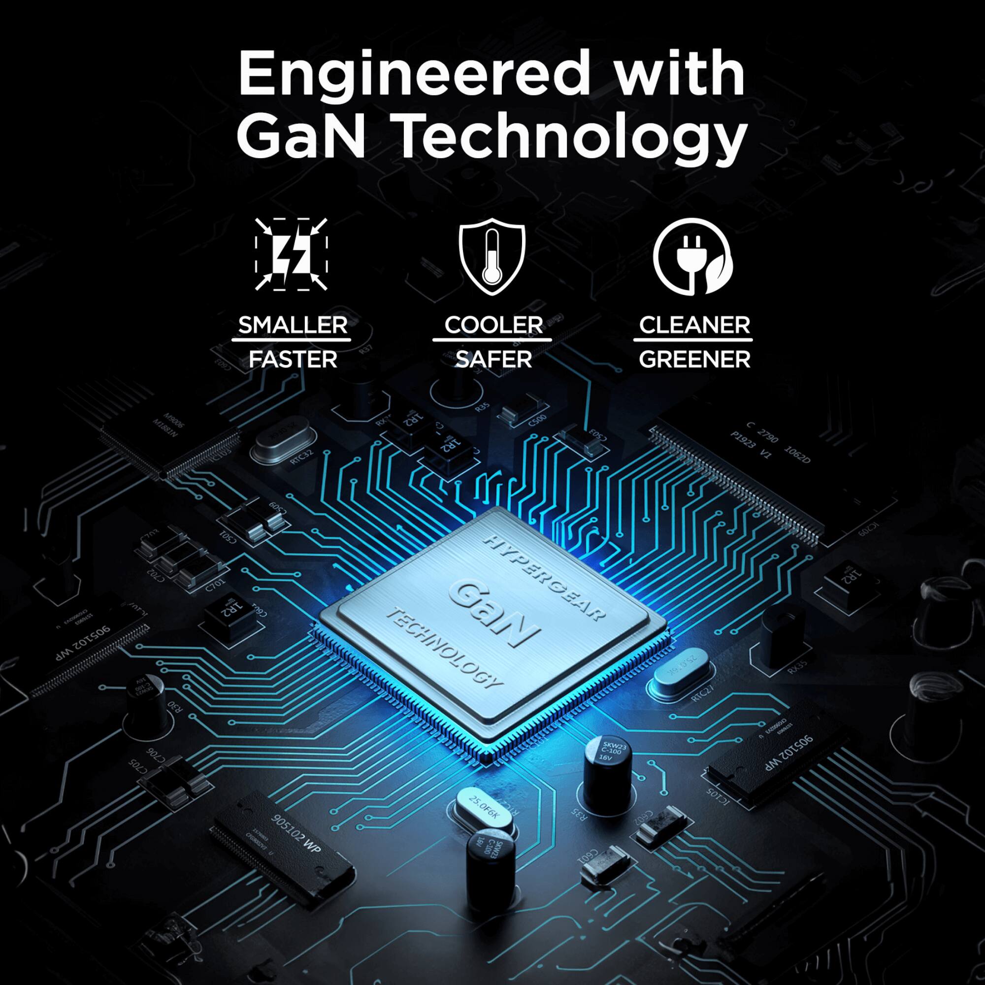 Engineered with GaN Technology

- SMALLER
- FASTER
- COOLER
- SAFER
- CLEANER
- GREENER

HYPERGEAR TECHNOLOGY

- 192 RIS JIS C500 10C3
- PI923 2790 V2 10630 707506
- M DEY RC SAc2 2013
- C702 182
- 905102 WP
- GaN
- HYPERGEAR TECHNOLOGY
- 9R
- a C100 107
- 25.0F6K
- S0T
- SEN (3
- SORD 10%3
- b SOLUS
- - - 905102
- M NGCa 182