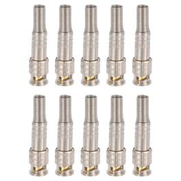 Unique Bargains - 10pcs BNC Male Coaxial Connectors, RG59/RG6 Solder Gold Plated 6mm Brass Adapter for CCTV Camera System Durable - Silver