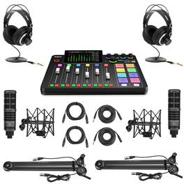 RODE - RODECaster Pro II Production Studio Console, Bundle with 2x Turnstile Audio TAP500 Broadcast Microphones and 2x H&A