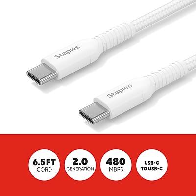 Staples 6.5FT 2.0 Generation 480 MBPS USB-C to USB-C Cord