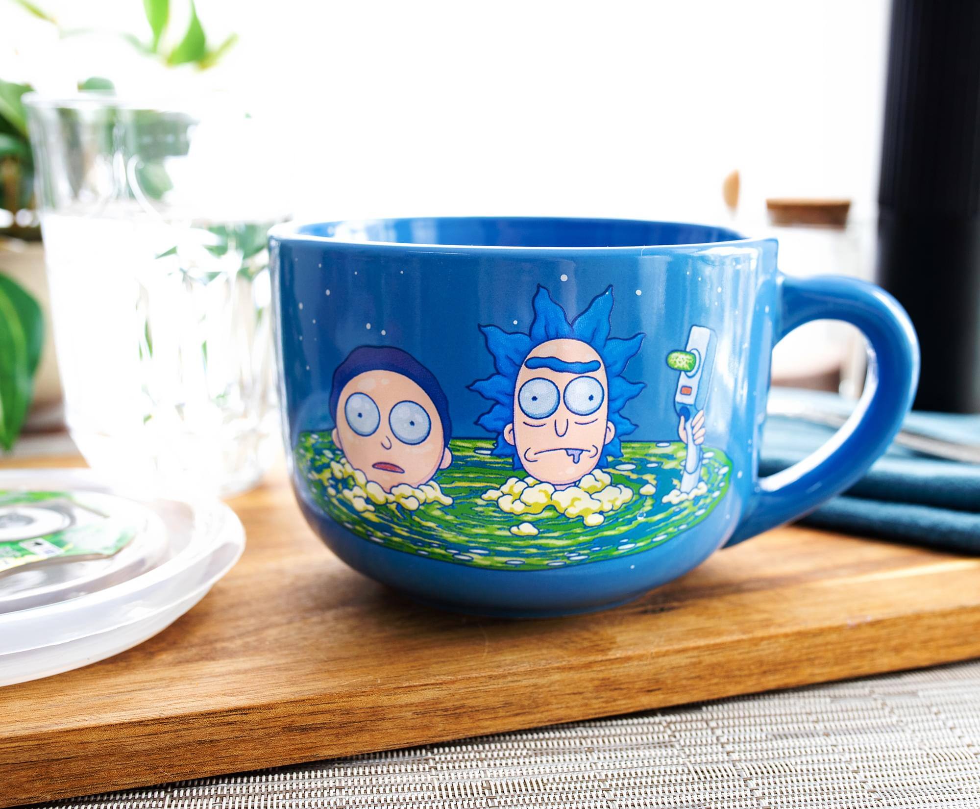 Alt View 3. Silver Buffalo - Rick and Morty Portal Heads Ceramic Soup Mug With Lid | Holds 24 Ounces - Blue.