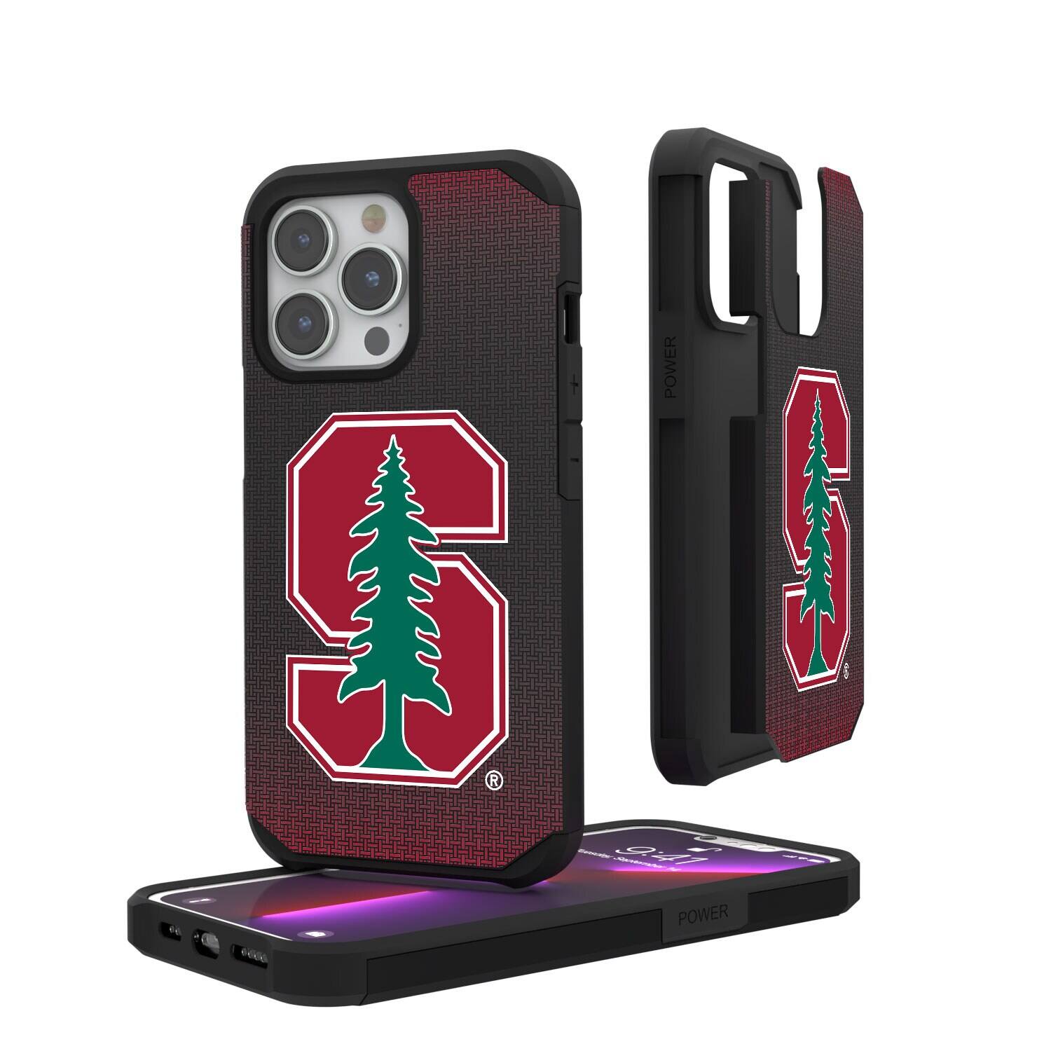 Keyscaper - NCAA - Stanford Cardinal Linen Logo iPhone Rugged Case - 16 Pro Max - Black