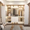 Front. Aheaplus - 88.8'' With U-Shaped Closet System, Walk-in Wardrobe System with 3 Drawers and 5 Hanging Rods, Set of 3 - White.