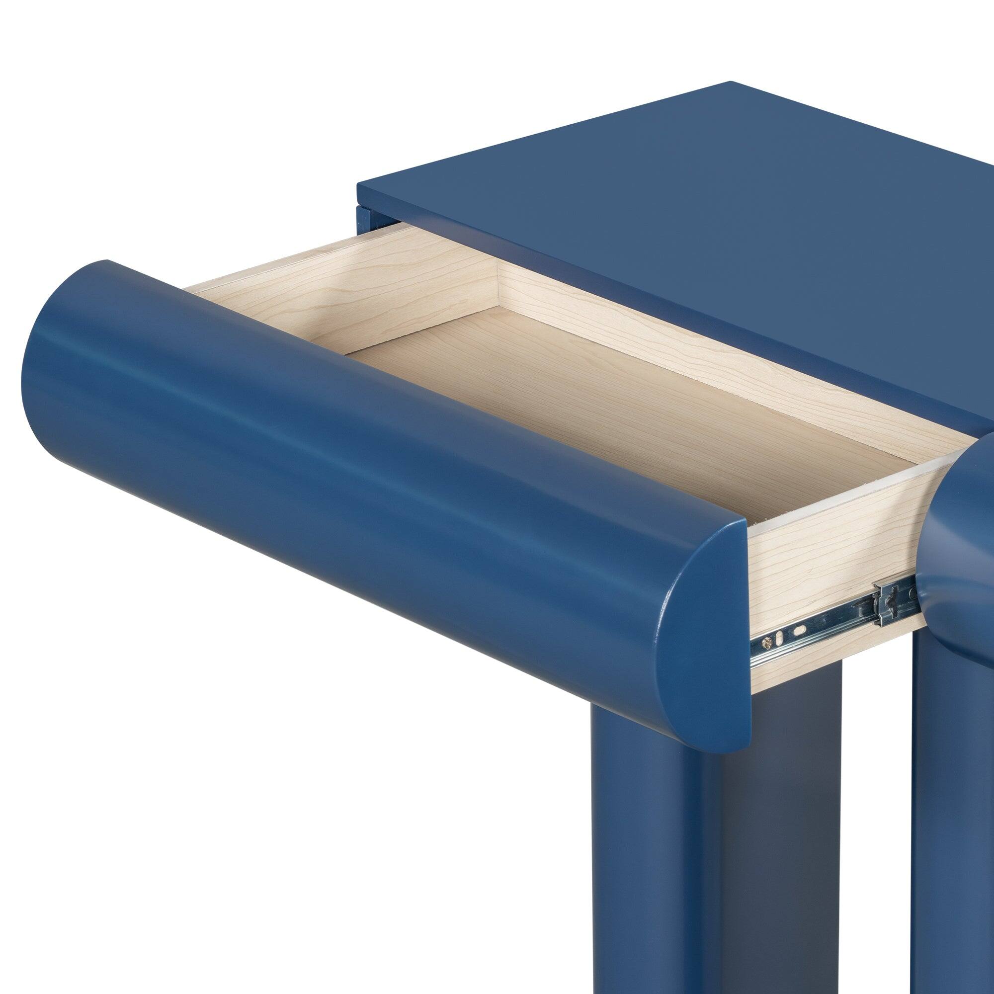 Alt View 5. Boyel Living - Modern 47.6-Inch Glossy Entryway Table with 2 Drawers and Geometric Legs in Navy Blue - Blue.