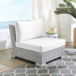 Conway Sunbrella® Outdoor Patio Wicker Rattan Armless Chair by Modway - Light Gray White