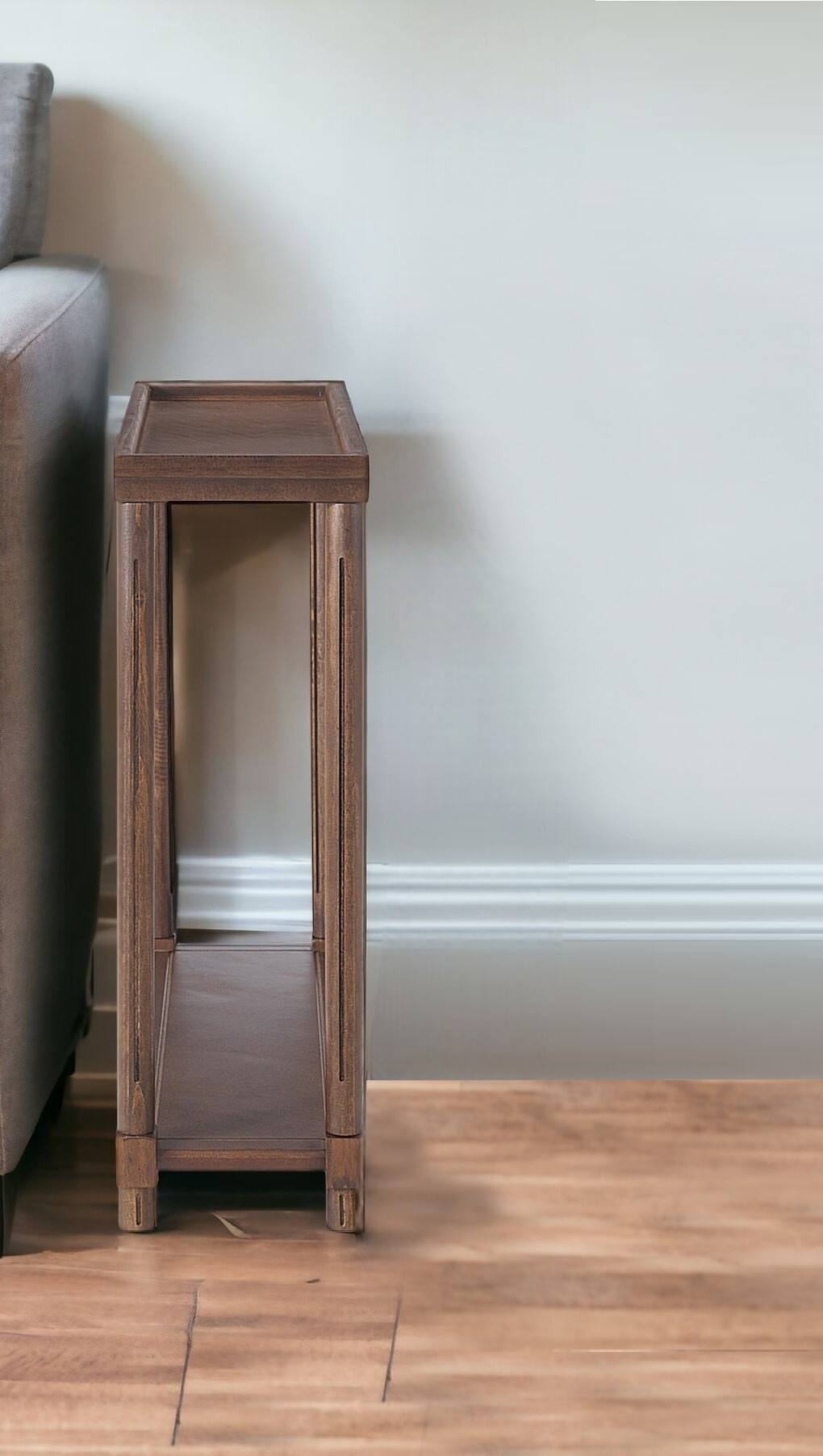 Back. Hivvago - Hivvago Set Of Two 24 Inch Wood Rectangular End Tables With Shelf - Chestnut.