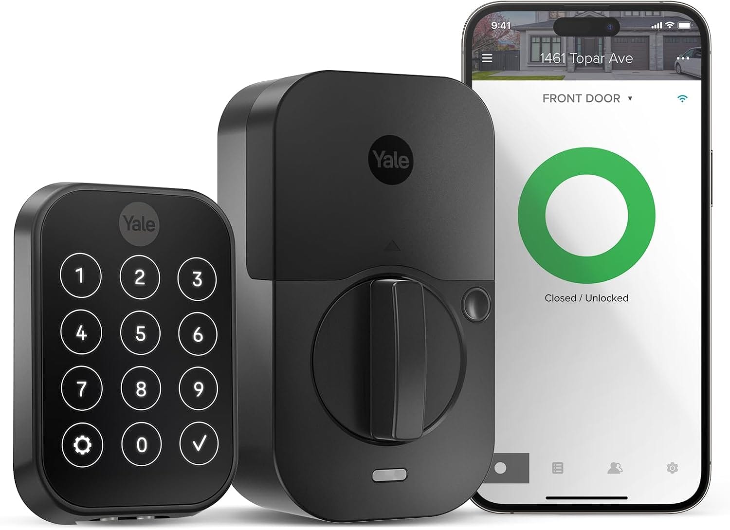 Yale - Assure Lock 2 with Wi-Fi , Suede Smart Lock for Front Door with Keypad, App Control, Backup Key – - Black