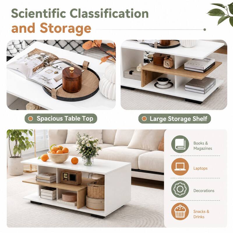 Scientific Classification and Storage

- Spacious Table Top
- Large Storage Shelf

- Books & Magazines
- Laptops
- Decorations
- Snacks & Drinks