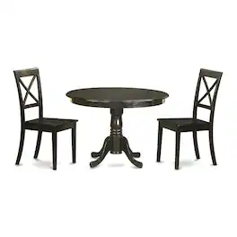 East West Furniture - 3 Pc Kitchen Table set-Table and 2 Dining Chairs - Cappuccino