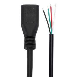 Unique Bargains - Micro USB Female to 4-Pin Bare Wire Pigtail, 28AWG 12V 3A, for DIY Keyboard/Fan Repair, 2pcs - Black