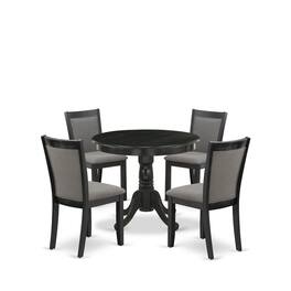 East West Furniture - 5-Piece Modern Dining Table Set Contains a Modern Dining Room Table and 4 Dark Gotham Grey Linen - Multi-Color