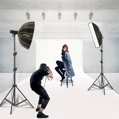 Front. Glow - Glow EZ Lock Beauty Dish Softbox Portrait Kit Includes 34" Collapsible Silver Beauty Dish Softbox and 12x56".