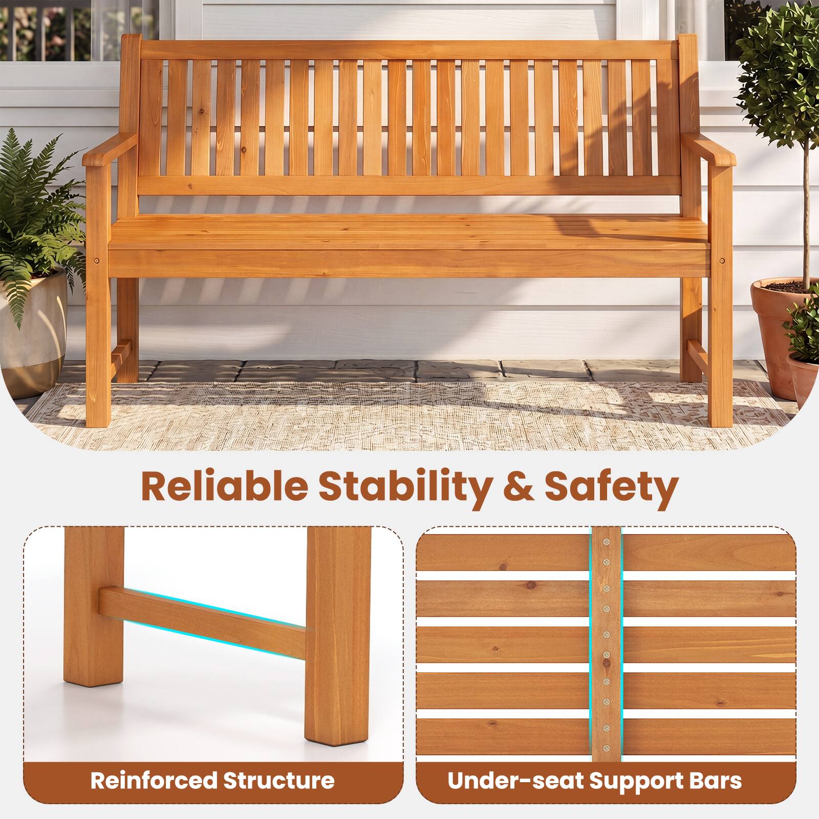 Reliable Stability & Safety

Reinforced Structure

Under-seat Support Bars