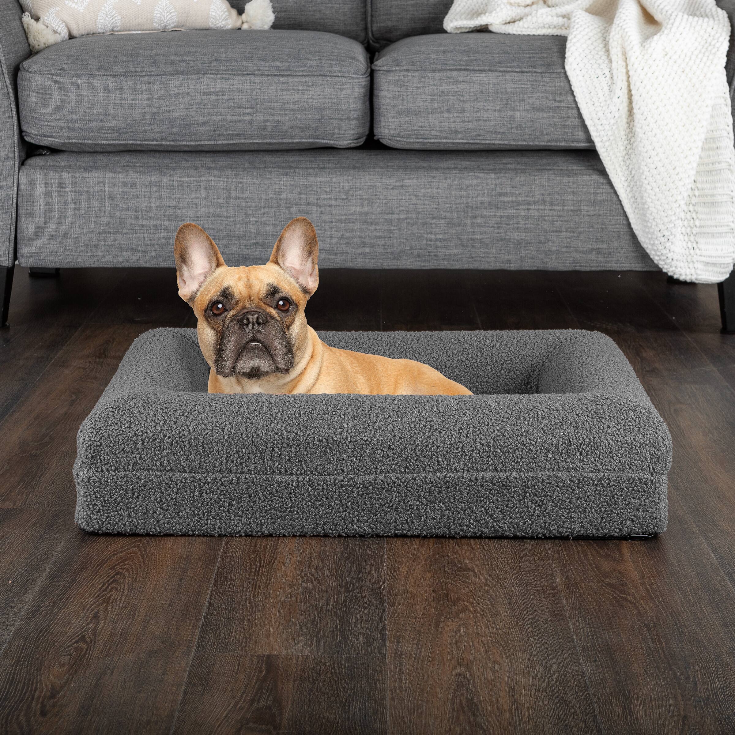 Alt View 6. PetMaker - Orthopedic Dog Bed 26x19 Inch Small Dog Bed with Supportive Bolster, Nonslip Bottom, and Removable Washable Cover - Gray.