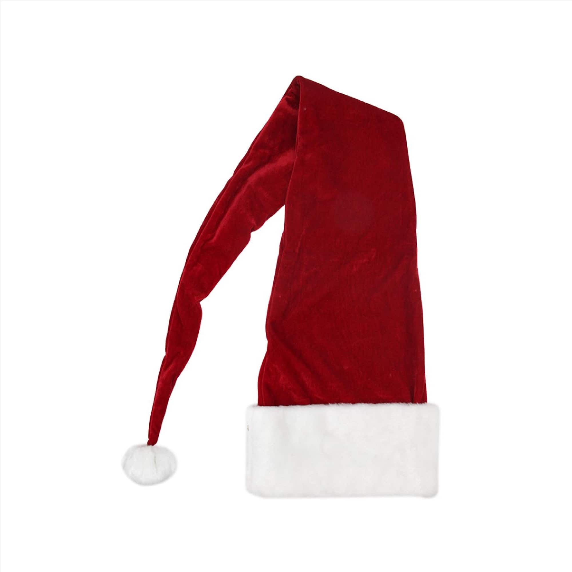 Northlight - Unisex Adult Christmas Long Santa Hat - One Size - and White - Red