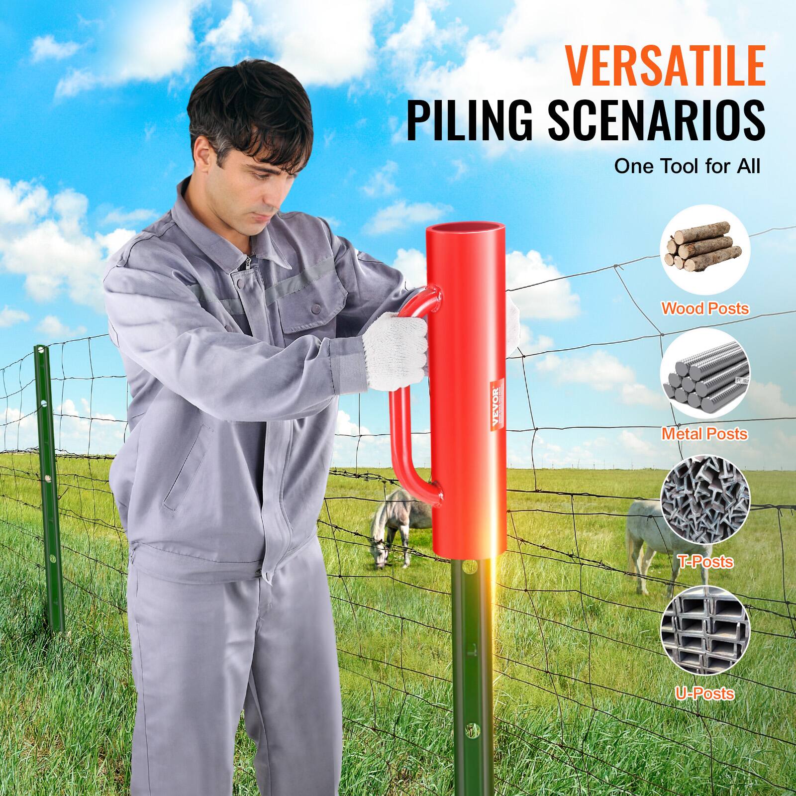 VERSATILE PILING SCENARIOS  
One Tool for All  

Wood Posts  
Metal Posts  
T-Posts  
U-Posts