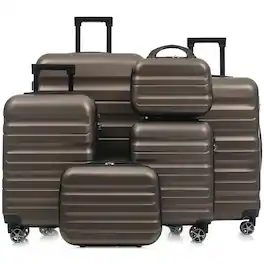 LOVMOR - 6-Piece ABS Hardshell Luggage Set Spinner - Brown