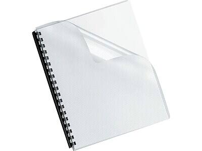 Front. Fellowes - Futura Frosted Presentation Covers, 8.5"W x 11"H, 25 Pack - Clear.
