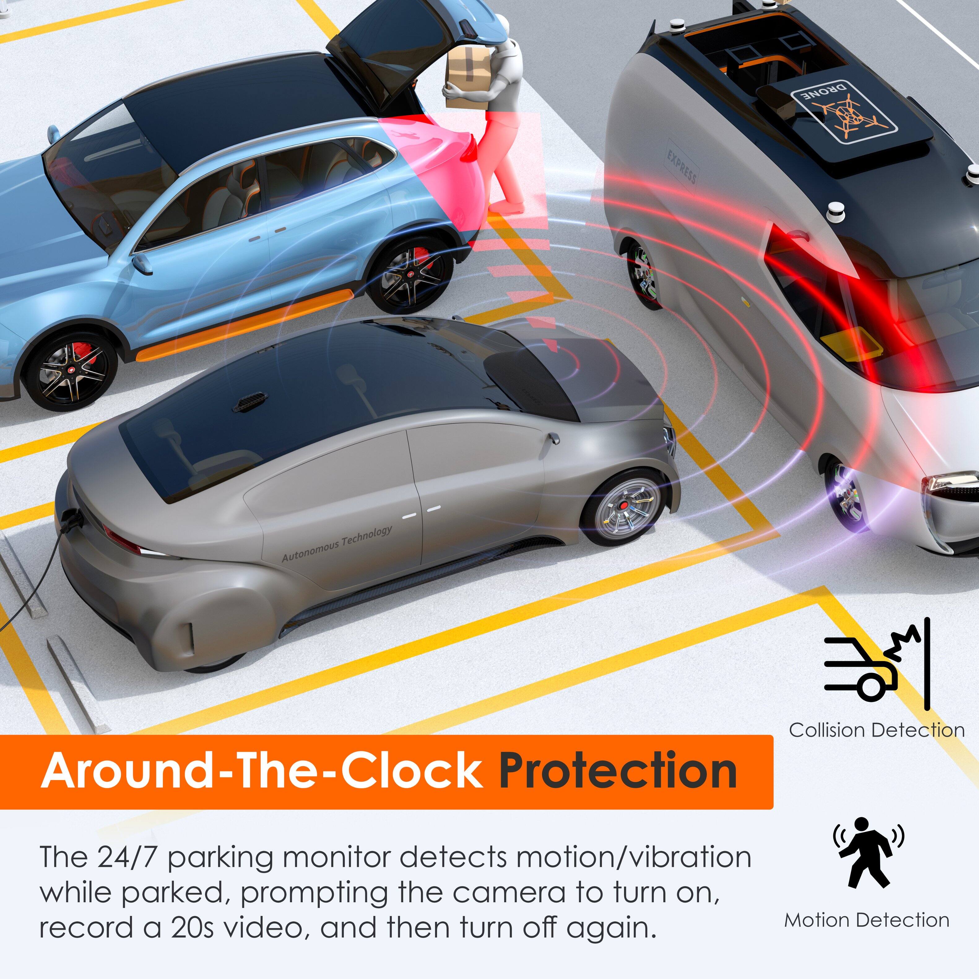 DRONE EXPRESS Technology Autonomous Collision Detection Around-The-Clock Protection

The 24/7 parking monitor detects motion/vibration while parked, prompting the camera to turn on, record a 20s video, and then turn off again.

Around-The-Clock Protection

The 24/7 parking monitor detects motion/vibration while parked, prompting the camera to turn on, record a 20s video, and then turn off again.
