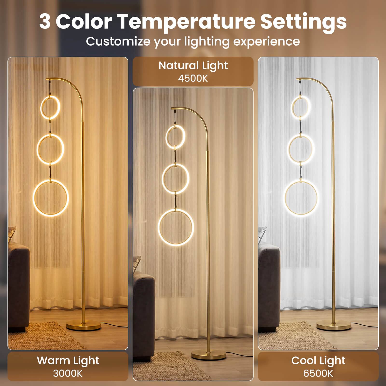 3 Color Temperature Settings  
Customize your lighting experience  

- Natural Light 4500K  
- Warm Light 3000K  
- Cool Light 6500K