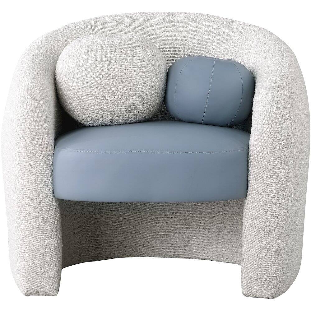 Alt View 3. Meridian Furniture - Acadia Blue Vegan Leather / Cream Boucle Fabric Accent Chair - Blue.