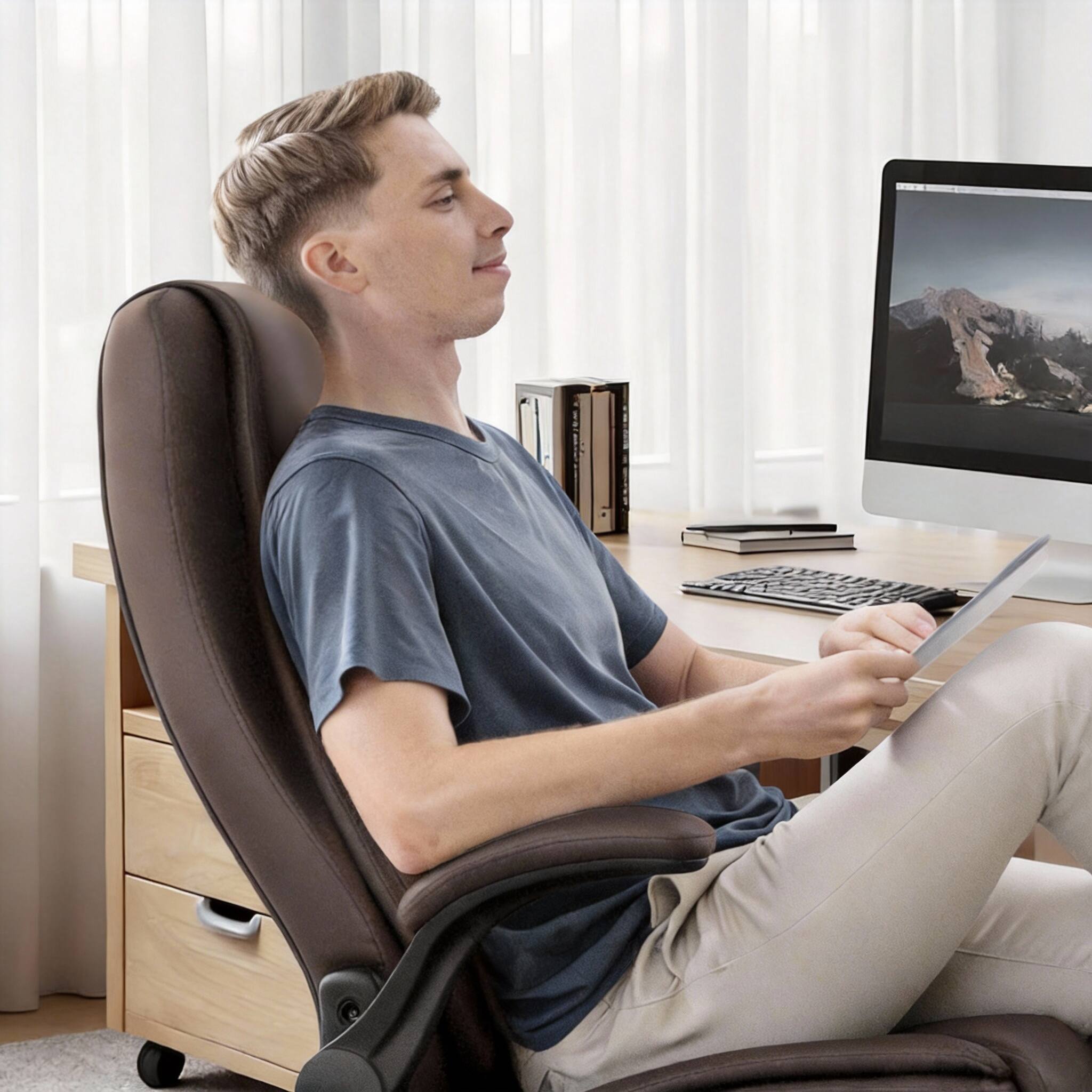 Alt View 3. Frangdom - Ergonomic High-Back Gaming Chair Flip-Up Arms Adjustable Swivel PU - White.