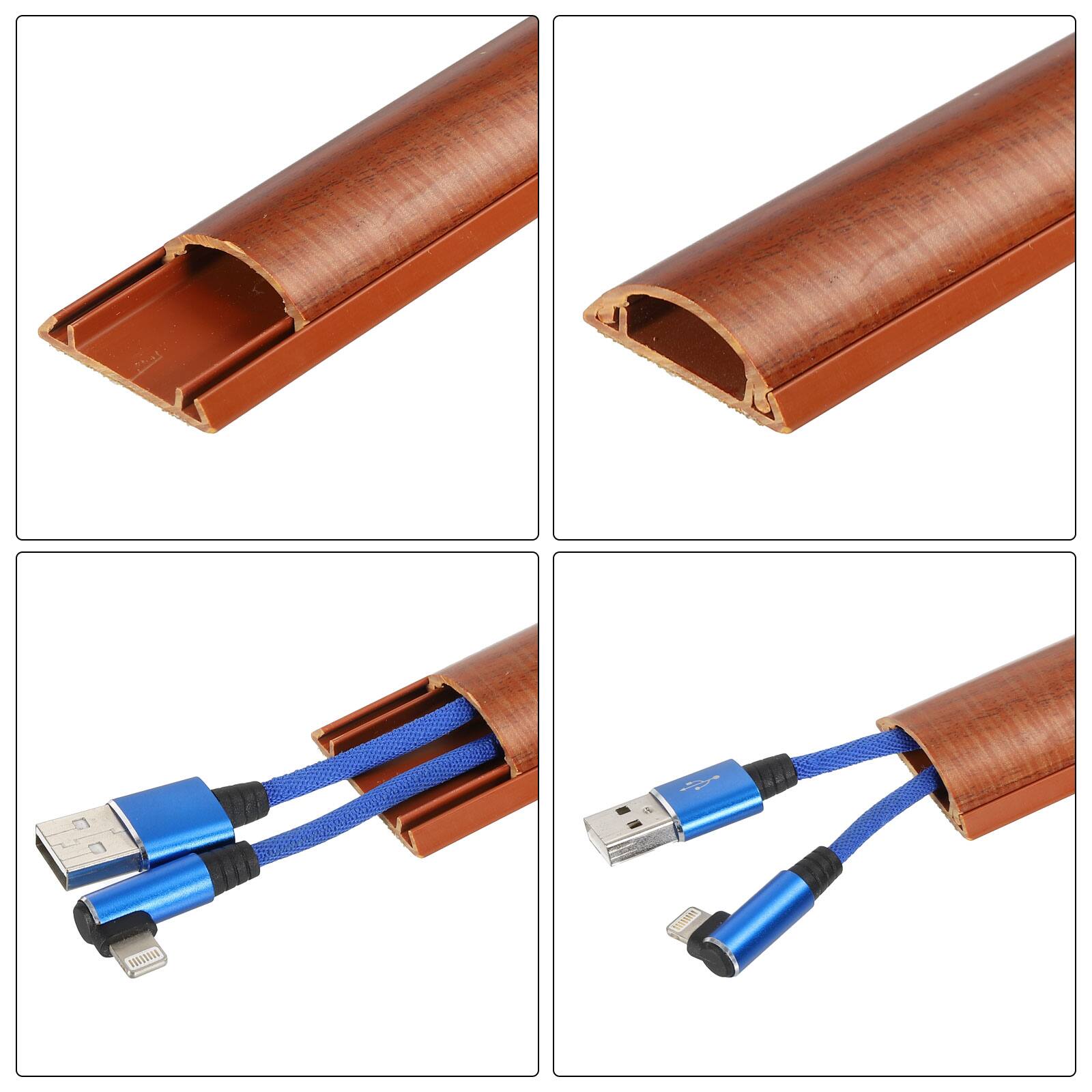 Alt View 2. Unique Bargains - Floor/Wall Cable Raceway Cord Cover 39"Lx1.2"Wx0.4"H Cord Hider Channel Self-Adhesive for TV Wire Management - Dark Brown.