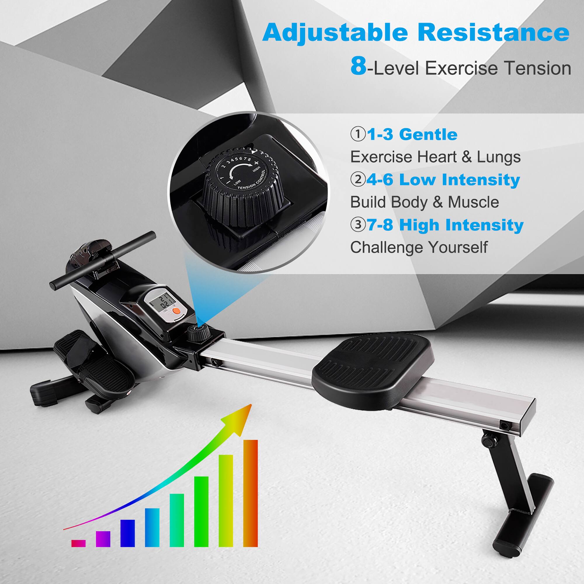 Adjustable Resistance 8-Level Exercise Tension TK 24SUTS - 1 - Lem P 1 1-3 Gentle Exercise Heart & Lungs 2 4-6 Low Intensity Build Body & Muscle 3 7-8 High Intensity Challenge Yourself D21